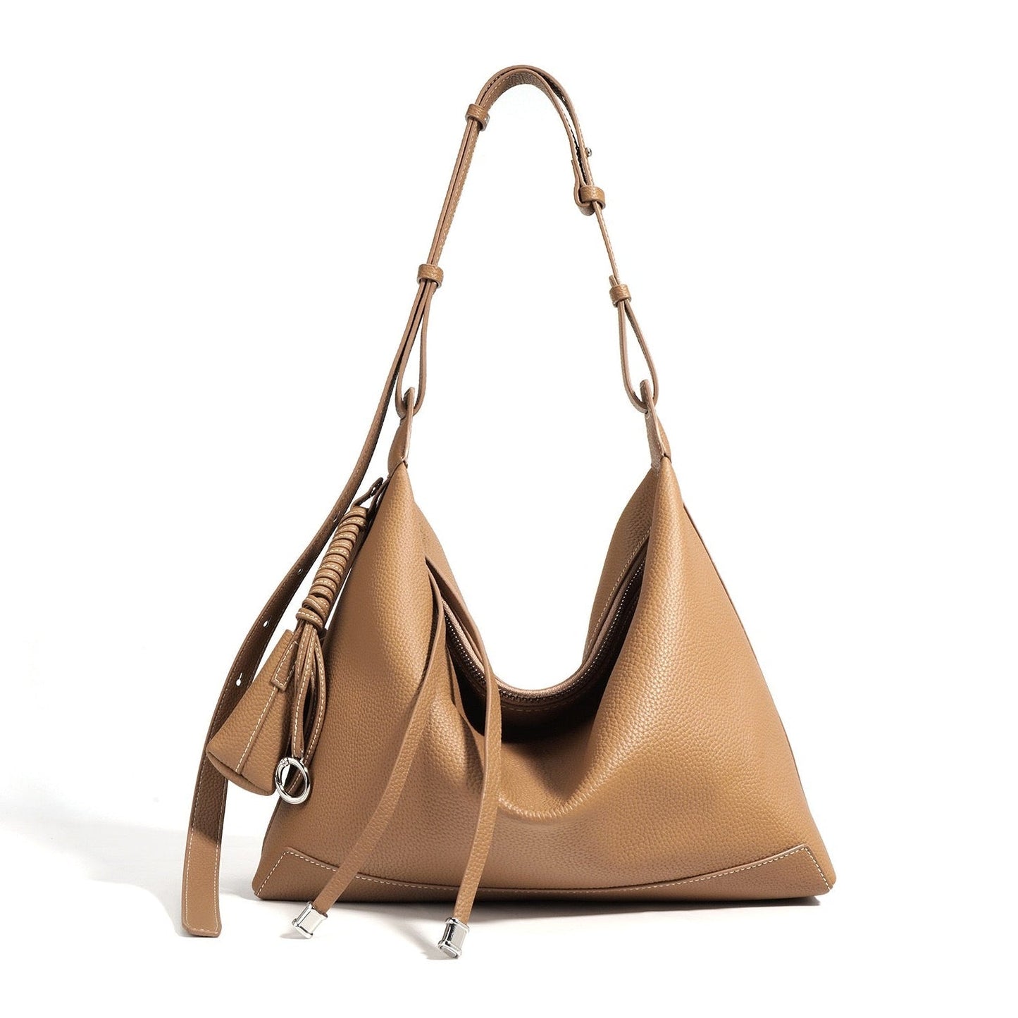 Women's Genuine Leather Minimalist Dumpling Tote Bag with Large Capacity