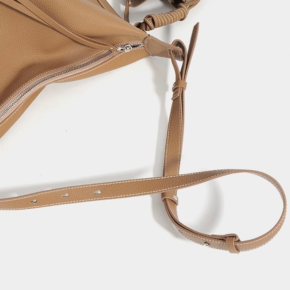 Women's Genuine Leather Minimalist Dumpling Tote Bag with Large Capacity