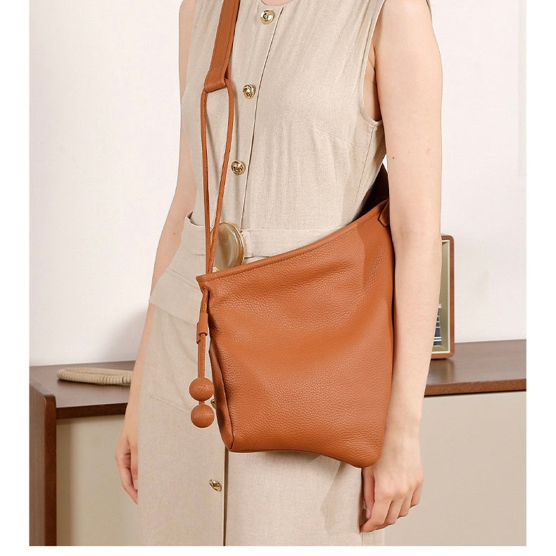Women's Genuine Leather Asymmetric Horn Shoulder Crossbody Bag