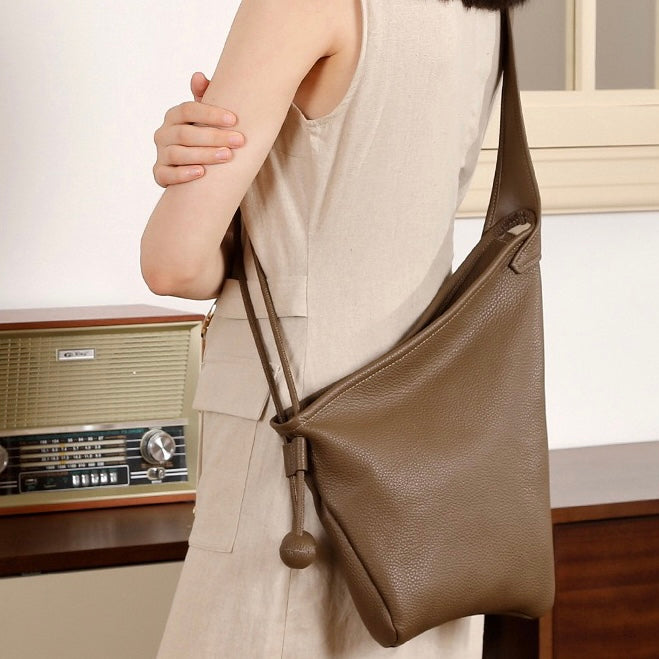 Women's Genuine Leather Asymmetric Horn Shoulder Crossbody Bag