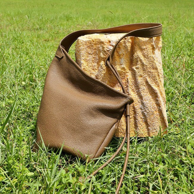 Women's Genuine Leather Asymmetric Horn Shoulder Crossbody Bag