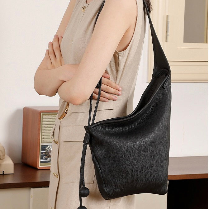 Women's Genuine Leather Asymmetric Horn Shoulder Crossbody Bag