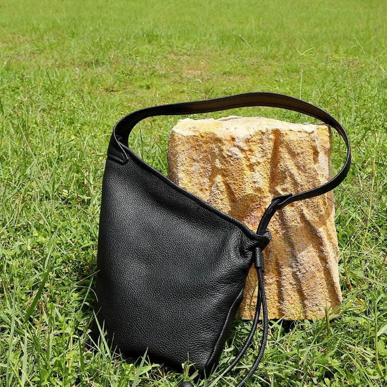 Women's Genuine Leather Asymmetric Horn Shoulder Crossbody Bag