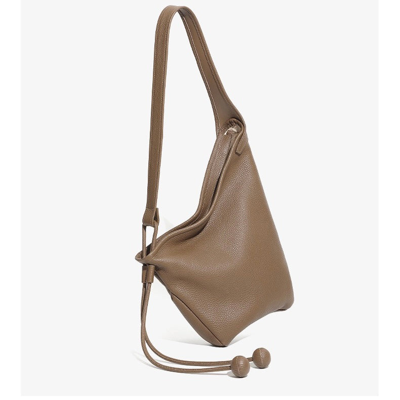 Women's Genuine Leather Asymmetric Horn Shoulder Crossbody Bag