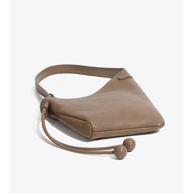 Women's Genuine Leather Asymmetric Horn Shoulder Crossbody Bag