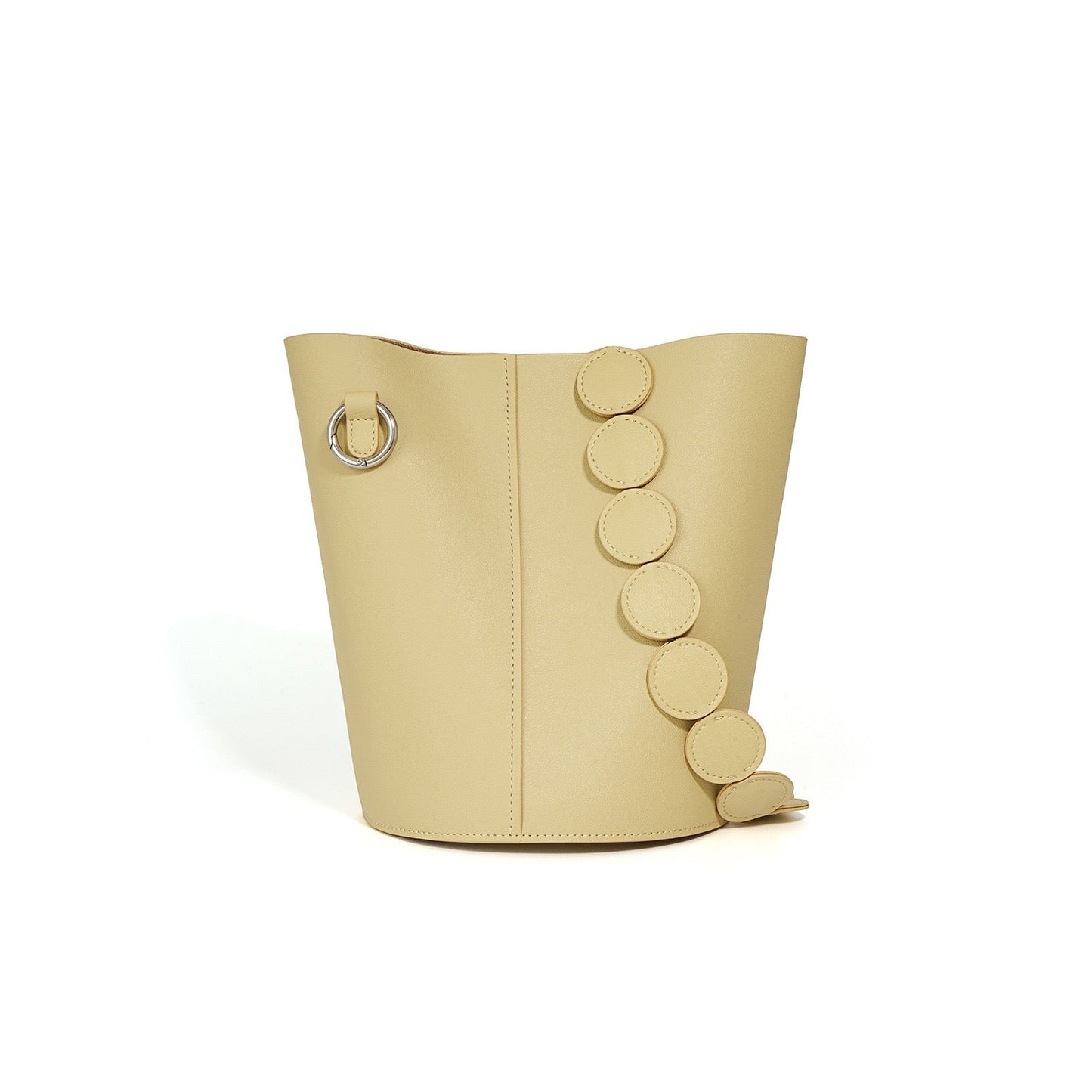 Women's Genuine Leather Cylindrical Bucket Bag with Adjustable Strap