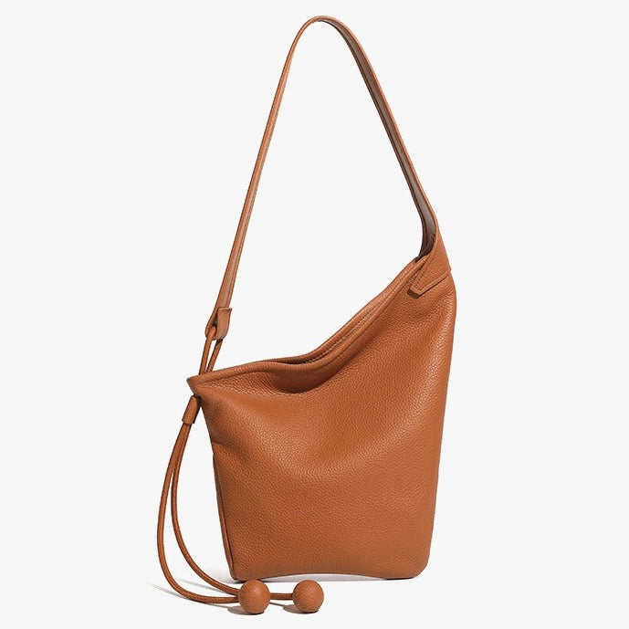 Women's Genuine Leather Asymmetric Horn Shoulder Crossbody Bag