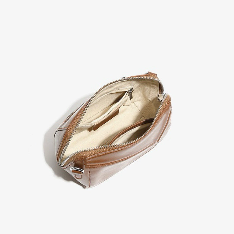 Women's Genuine Leather Geometric Patchwork Crossbody Bag