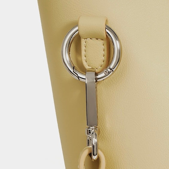 Women's Genuine Leather Cylindrical Bucket Bag with Adjustable Strap