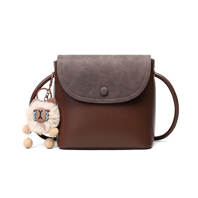 Women's Genuine Leather Vintage Flap Crossbody Bag with Phone Pocket