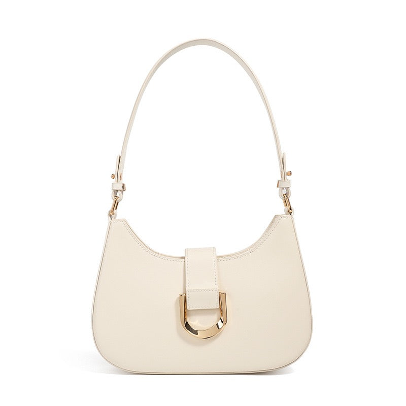 Women's Genuine Leather Soft Baguette Shoulder Bag with Top Handle