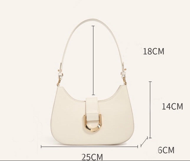 Women's Genuine Leather Soft Baguette Shoulder Bag with Top Handle