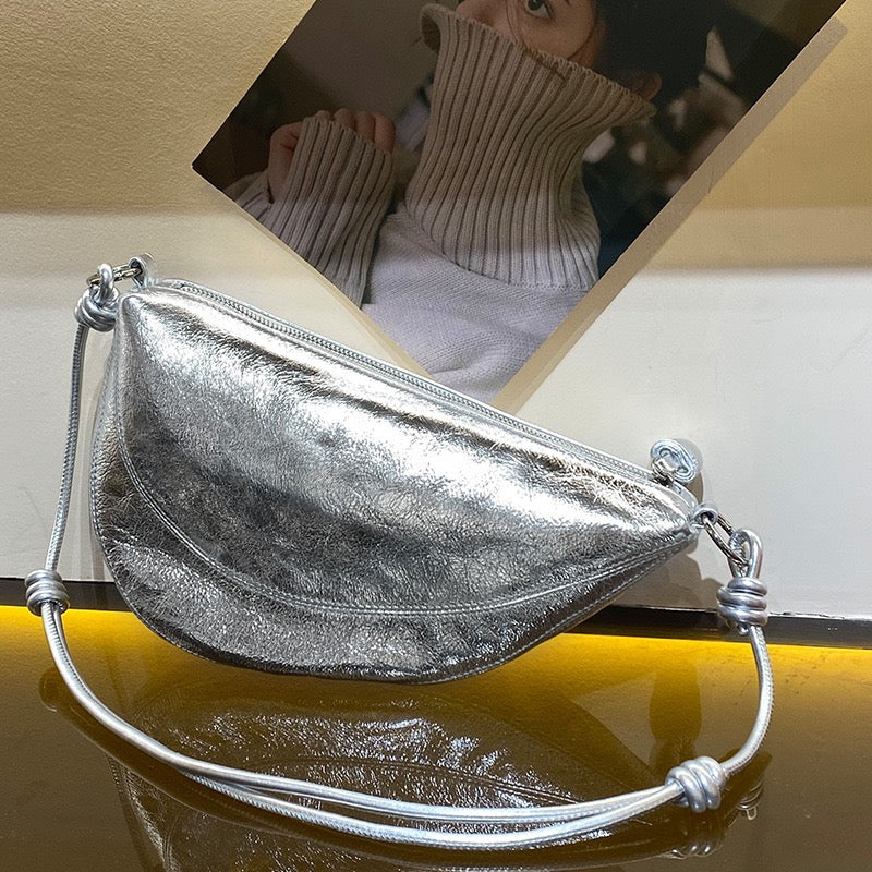 Women's Genuine Leather Dumpling Saddle Shoulder Crossbody Bag