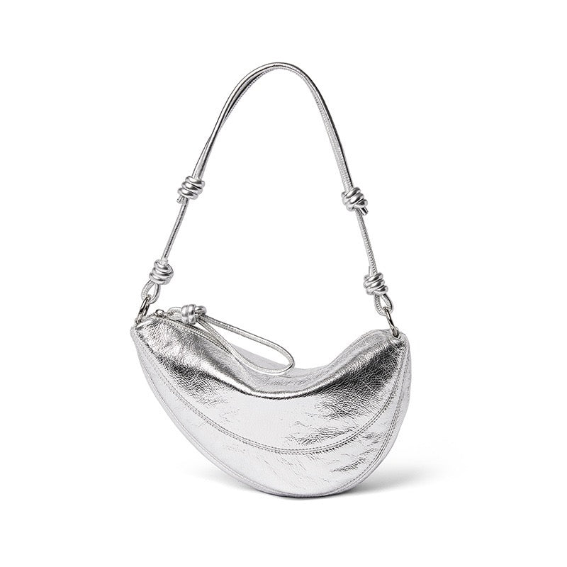 Women's Genuine Leather Dumpling Saddle Shoulder Crossbody Bag