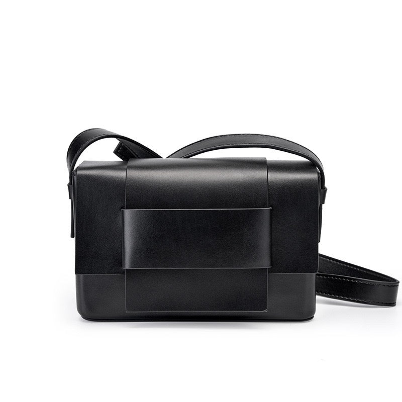 Women's Genuine Leather Woven Box Crossbody Shoulder Bag