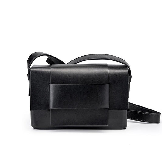 Women's Genuine Leather Woven Box Crossbody Shoulder Bag