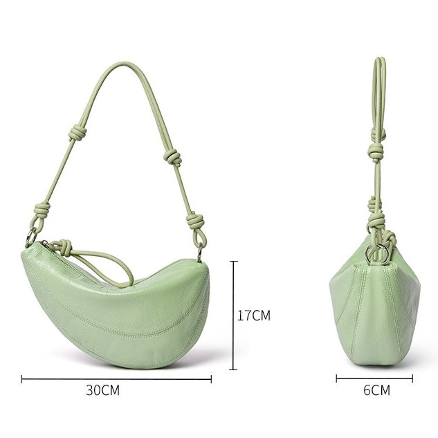Women's Genuine Leather Dumpling Saddle Shoulder Crossbody Bag
