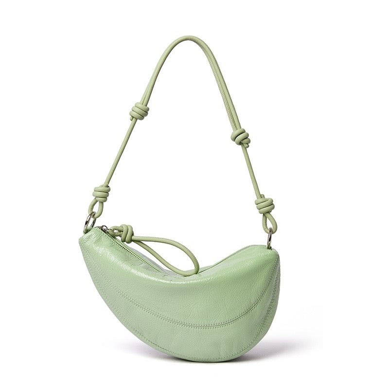Women's Genuine Leather Dumpling Saddle Shoulder Crossbody Bag