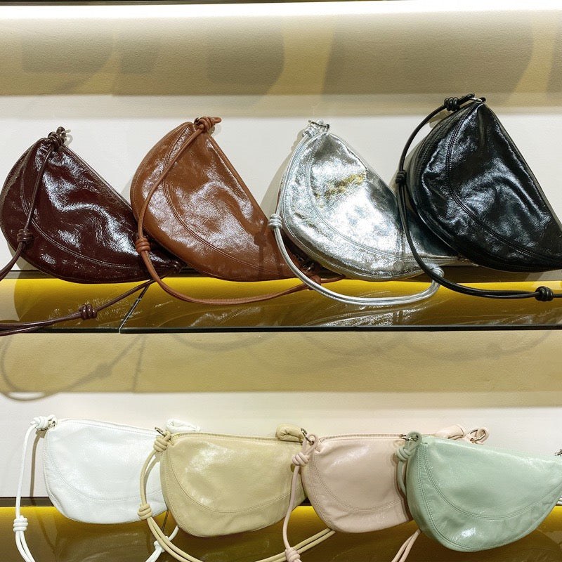 Women's Genuine Leather Dumpling Saddle Shoulder Crossbody Bag