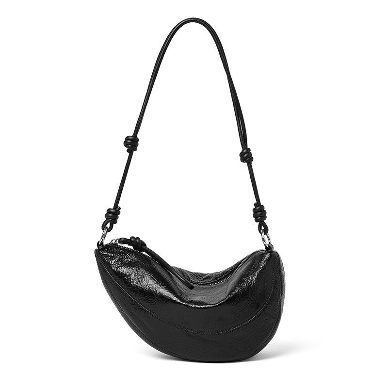 Women's Genuine Leather Dumpling Saddle Shoulder Crossbody Bag