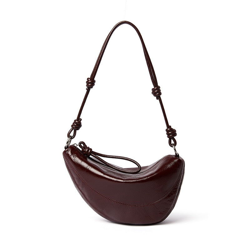 Women's Genuine Leather Dumpling Saddle Shoulder Crossbody Bag