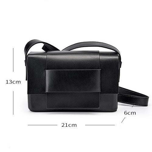 Women's Genuine Leather Woven Box Crossbody Shoulder Bag