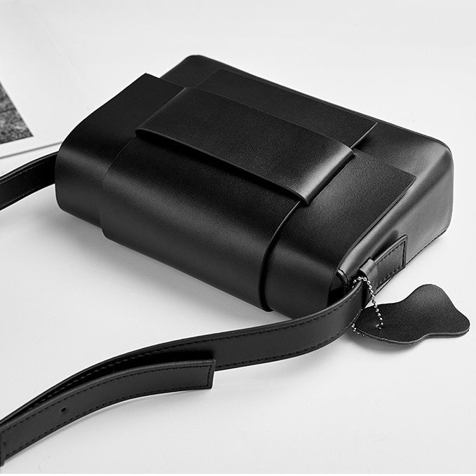 Women's Genuine Leather Woven Box Crossbody Shoulder Bag