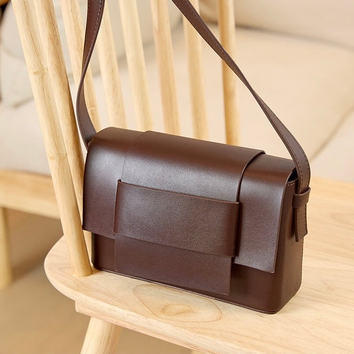 Women's Genuine Leather Woven Box Crossbody Shoulder Bag