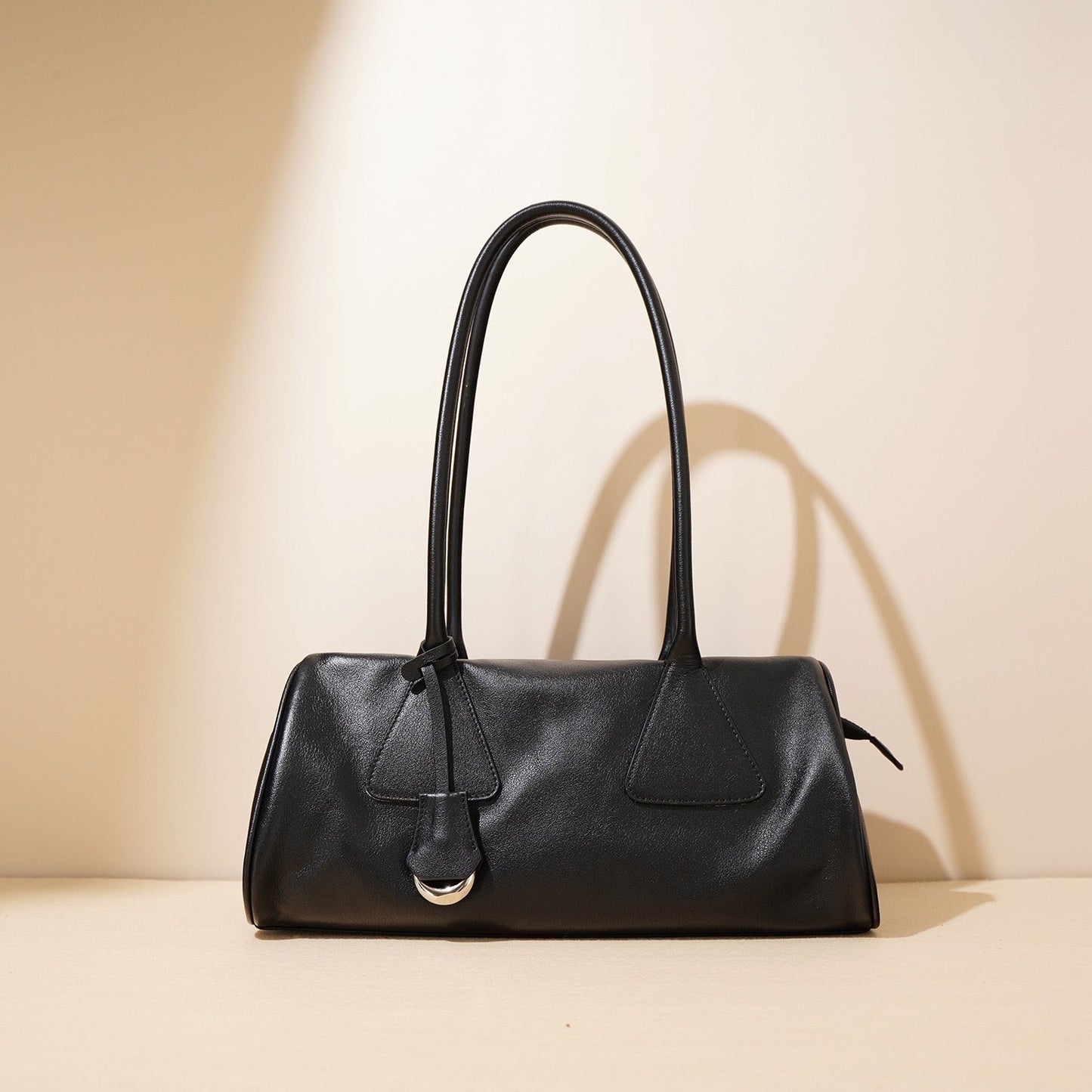 Women's Genuine Leather Triangle Barrel Shoulder Bag