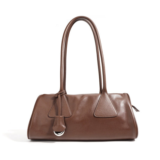 Women's Genuine Leather Triangle Barrel Shoulder Bag