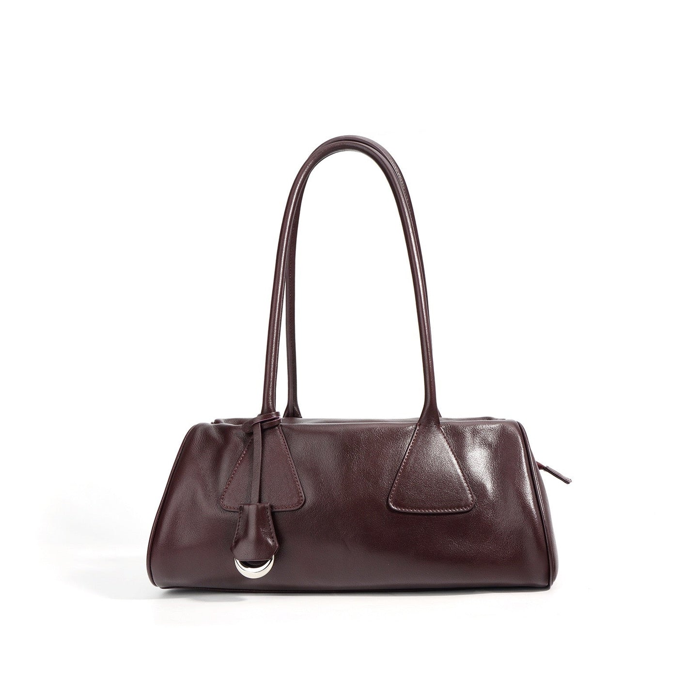 Women's Genuine Leather Triangle Barrel Shoulder Bag