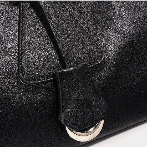 Women's Genuine Leather Triangle Barrel Shoulder Bag