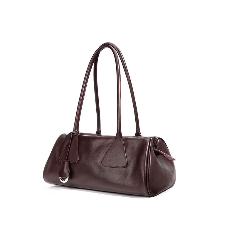 Women's Genuine Leather Triangle Barrel Shoulder Bag