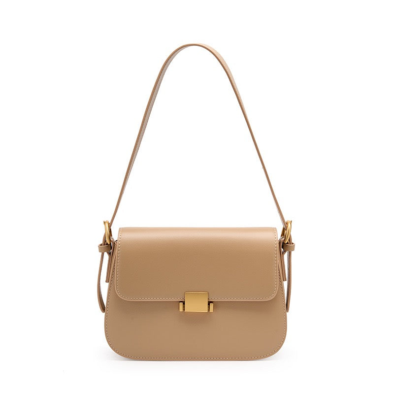 Women's Genuine Leather Minimalist Lock Buckle Crossbody Bag
