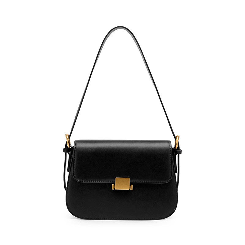 Women's Genuine Leather Minimalist Lock Buckle Crossbody Bag