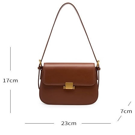 Women's Genuine Leather Minimalist Lock Buckle Crossbody Bag