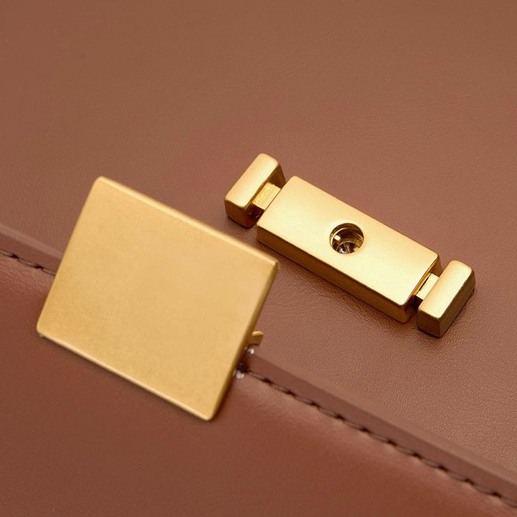 Women's Genuine Leather Minimalist Lock Buckle Crossbody Bag