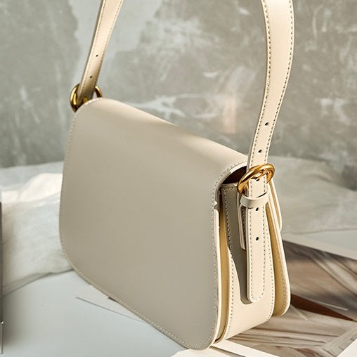 Women's Genuine Leather Minimalist Lock Buckle Crossbody Bag