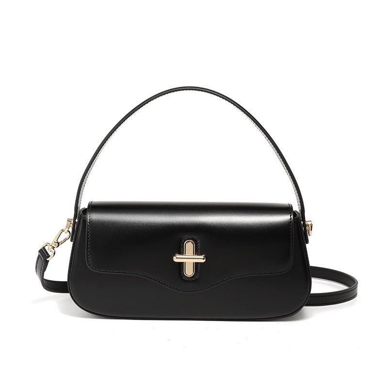 Women's Genuine Leather Baguette Shoulder Crossbody Bag