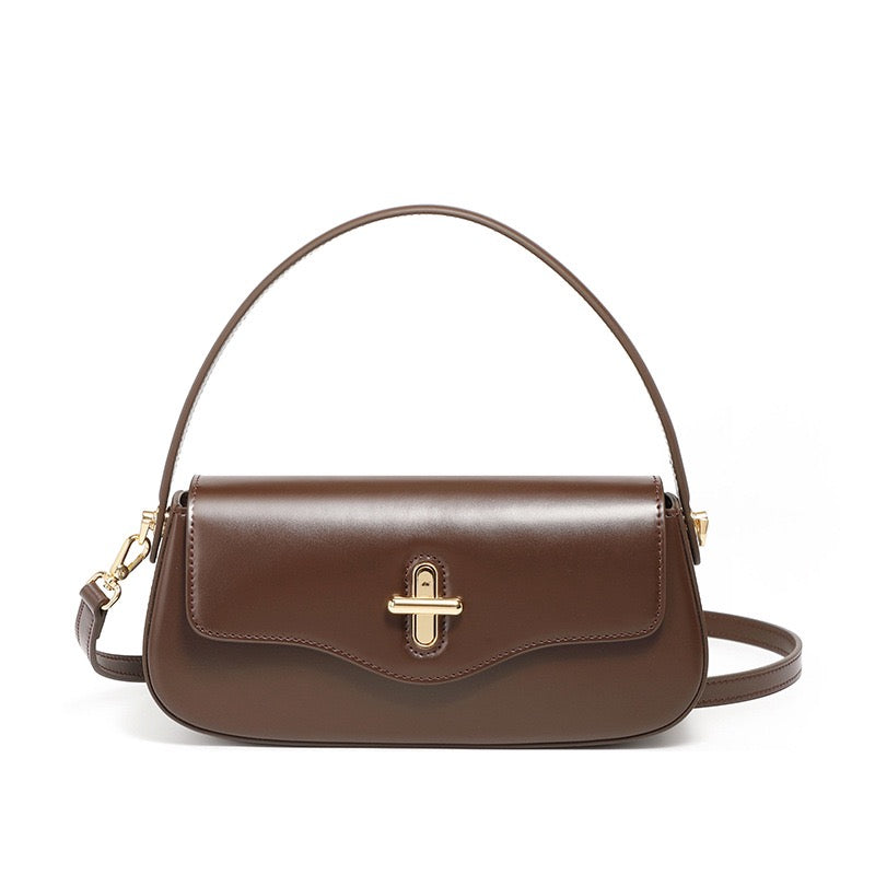 Women's Genuine Leather Baguette Shoulder Crossbody Bag