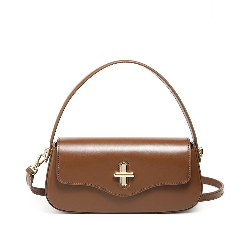 Women's Genuine Leather Baguette Shoulder Crossbody Bag