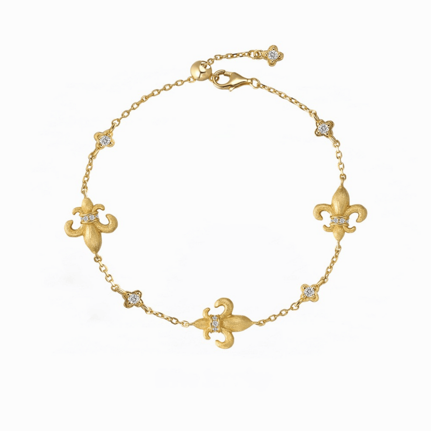 S925 Sterling Silver Iris Flower Bracelet Adjustable Gold Plated