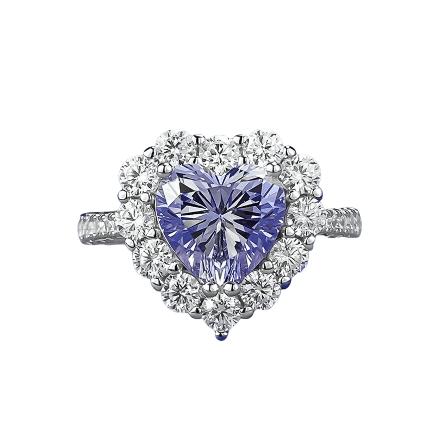 925 Sterling Silver Lavender Heart Halo Ring – Lavender Crown