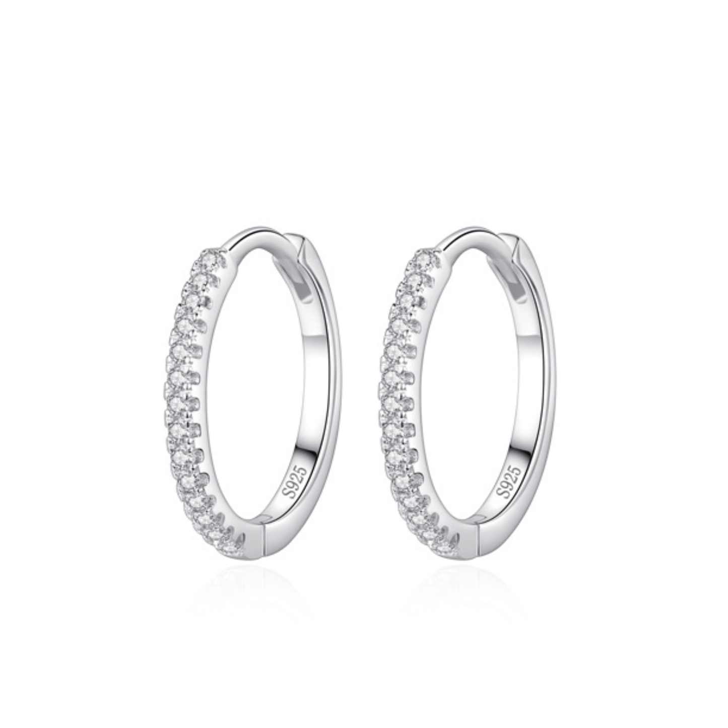 925 Sterling Silver Pavé Huggie Hoop Earrings