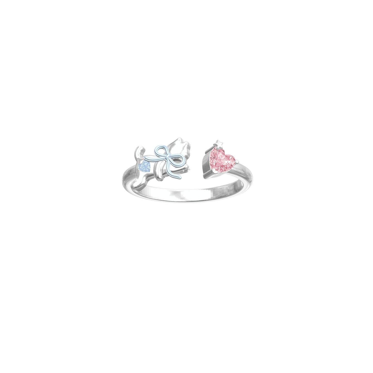 Dreamcatcher Kitty Cat Bow Heart Jewelry Set 925 Sterling Silver