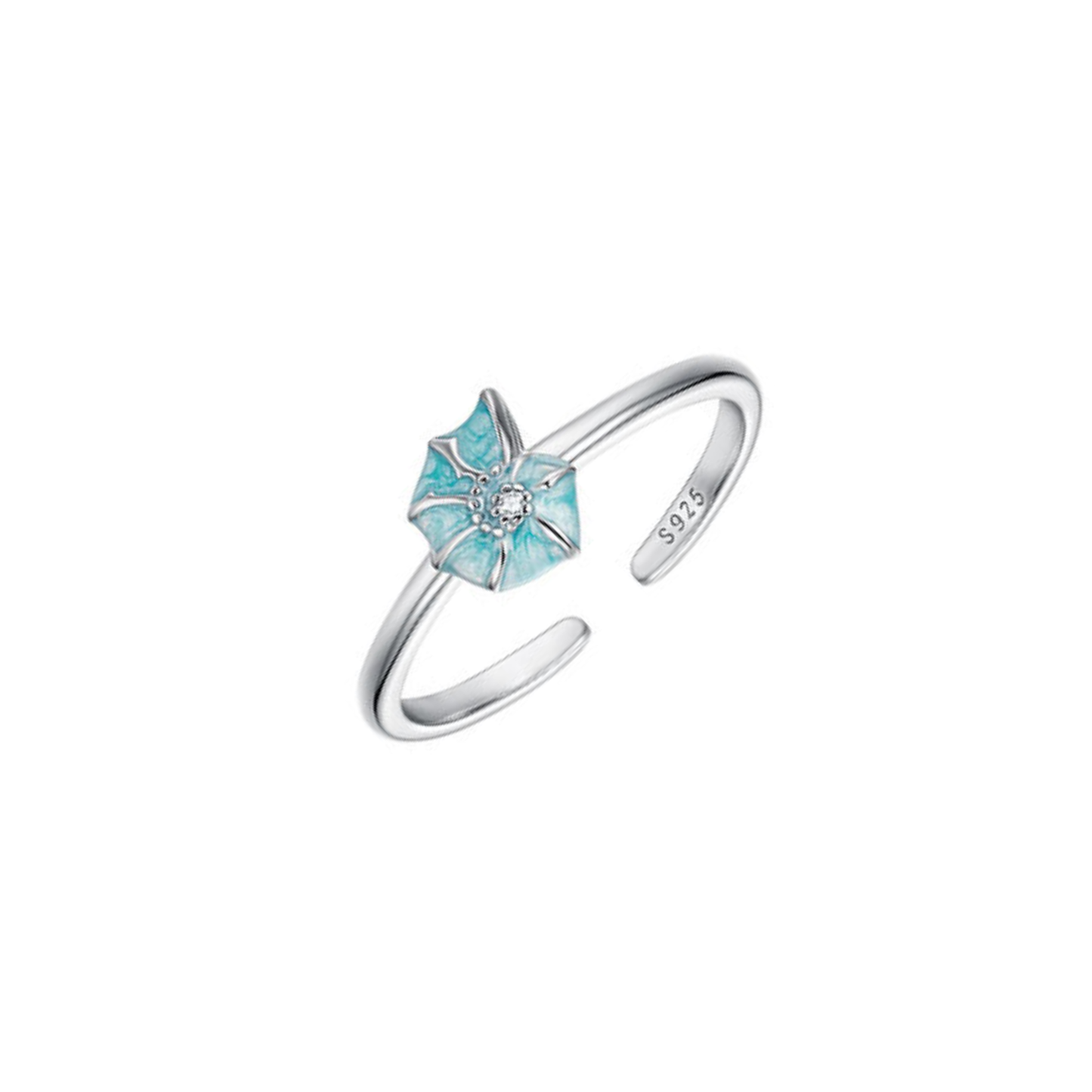 Aqua Shell S925 Sterling Silver Ocean-Inspired Adjustable Ring