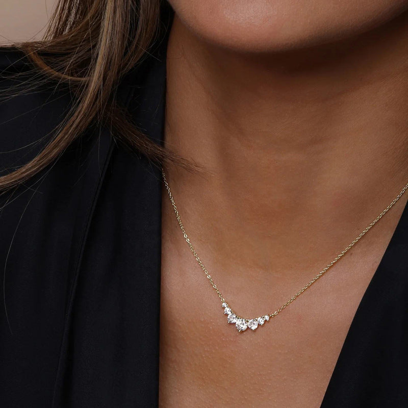 “Smile Eclat” S925 Sterling Silver Zircon Smile Necklace