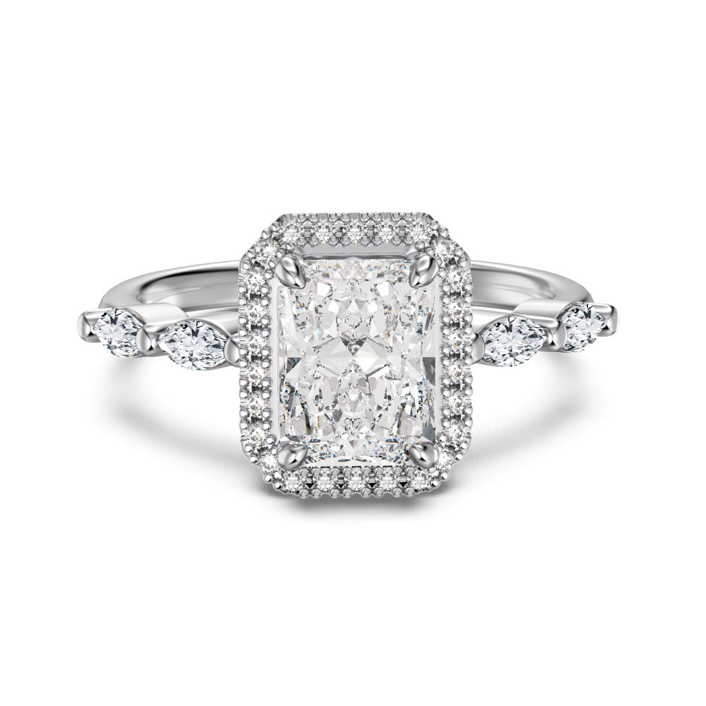 S925 Sterling Silver Frost Cube Ring Ice Flower Square Cut Zircon Ring White Pink