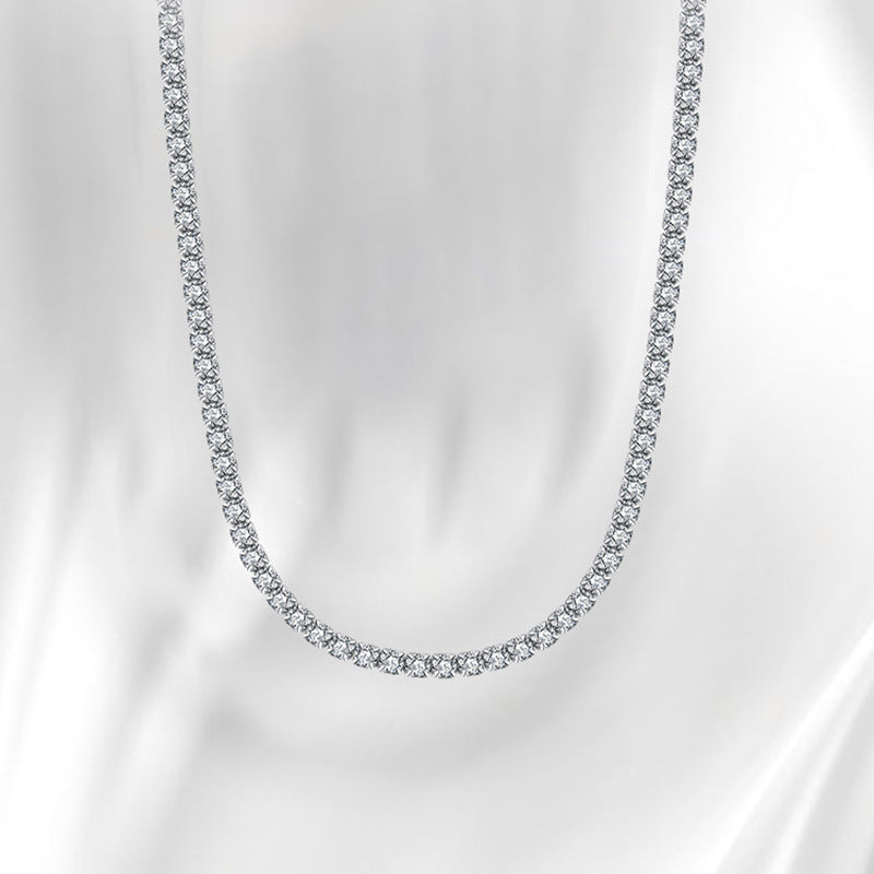 “Eclat Tennis” S925 Sterling Silver Zircon Tennis Necklace