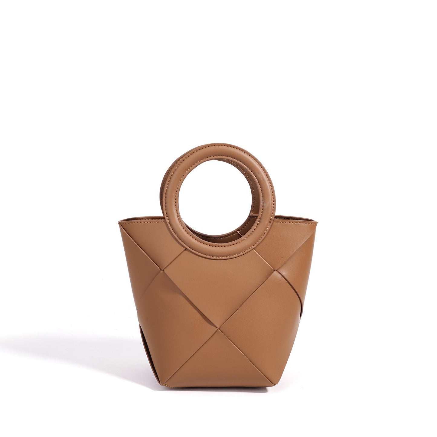 Women's Woven Cowhide Mini Bucket Bag with Adjustable Strap